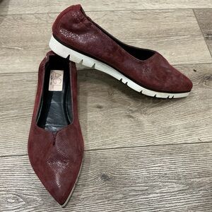 AGL Burgundy Leather Snakeskin Print MAIRA Flats Loafers